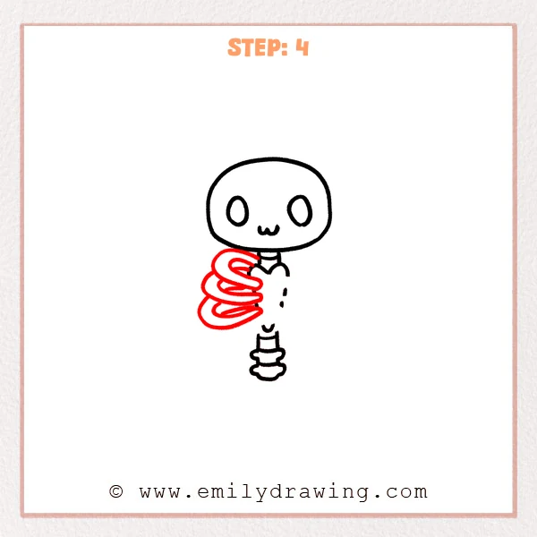 how to draw a rib cage - Step 4